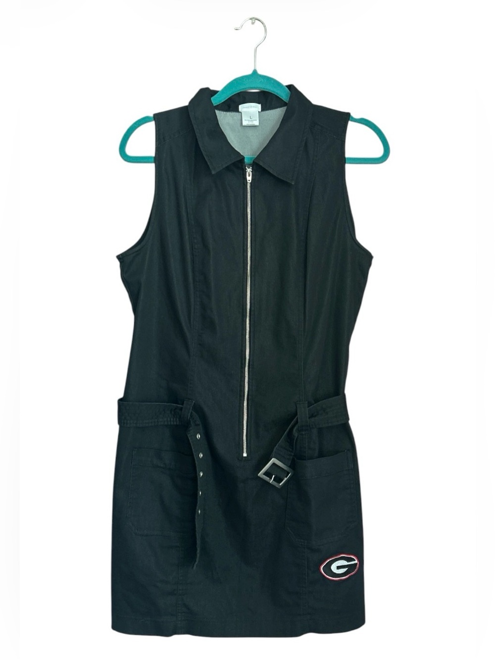 UGA Georgia Bulldogs Meesh Mia Black Zip Utility Collegiate Wear Dress Size L
